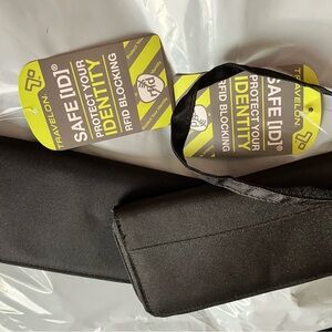 TWO Travelon RFID Blocking Anti-theft Wallets Black Wristlet + Regular Wallet
